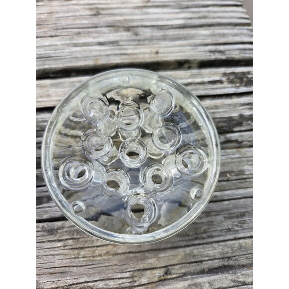 2 Small Vintage Glass Flower Frogs 11 Holes 3 inch Floral - Picture 5 of 16